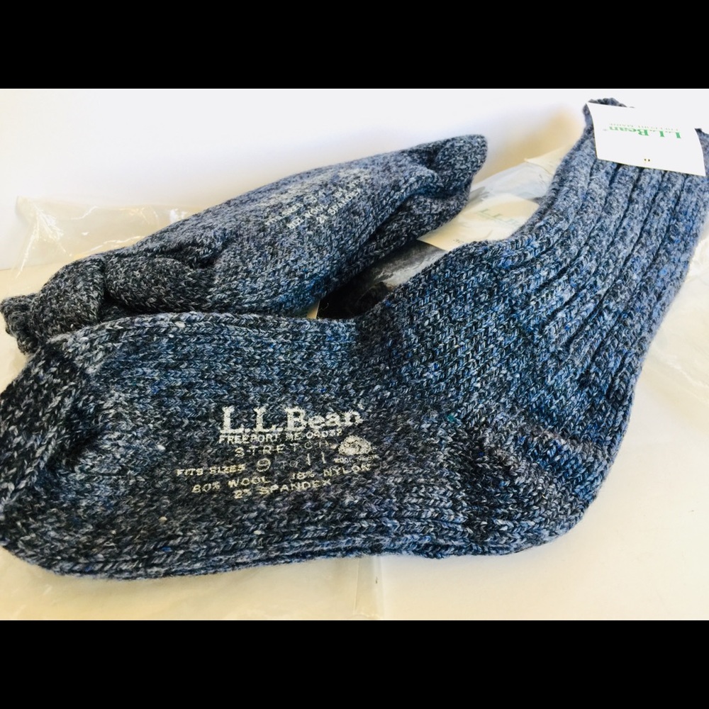 L.L. Bean stretch wool socks Indigo SZ 9-11 NEW - Picture 2 of 8